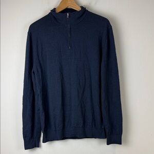 Reiss Men's Dark Blue Zip-Up Sweater Size XL